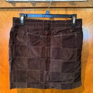 Ann Taylor Loft Corduroy Brown Square Pattern Skirt Size 0